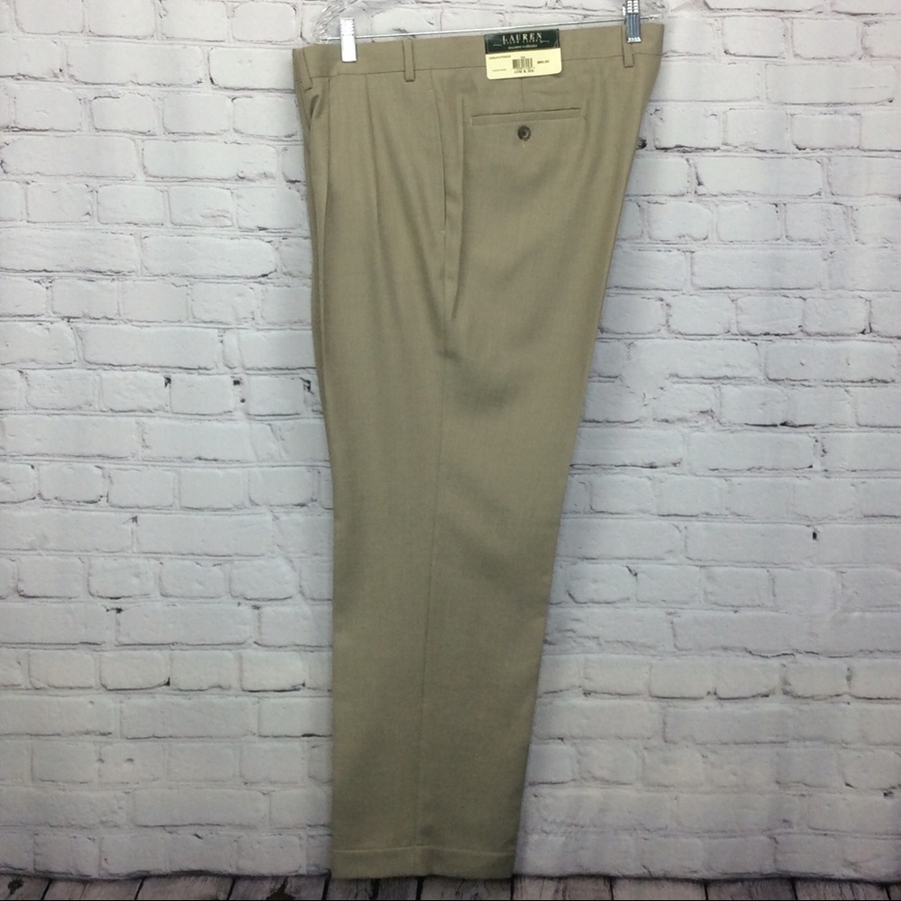Lauren Ralph Lauren Men’s Sz 40x30 Dress Pants Pleated Front Cuffed Hem Tan NWT